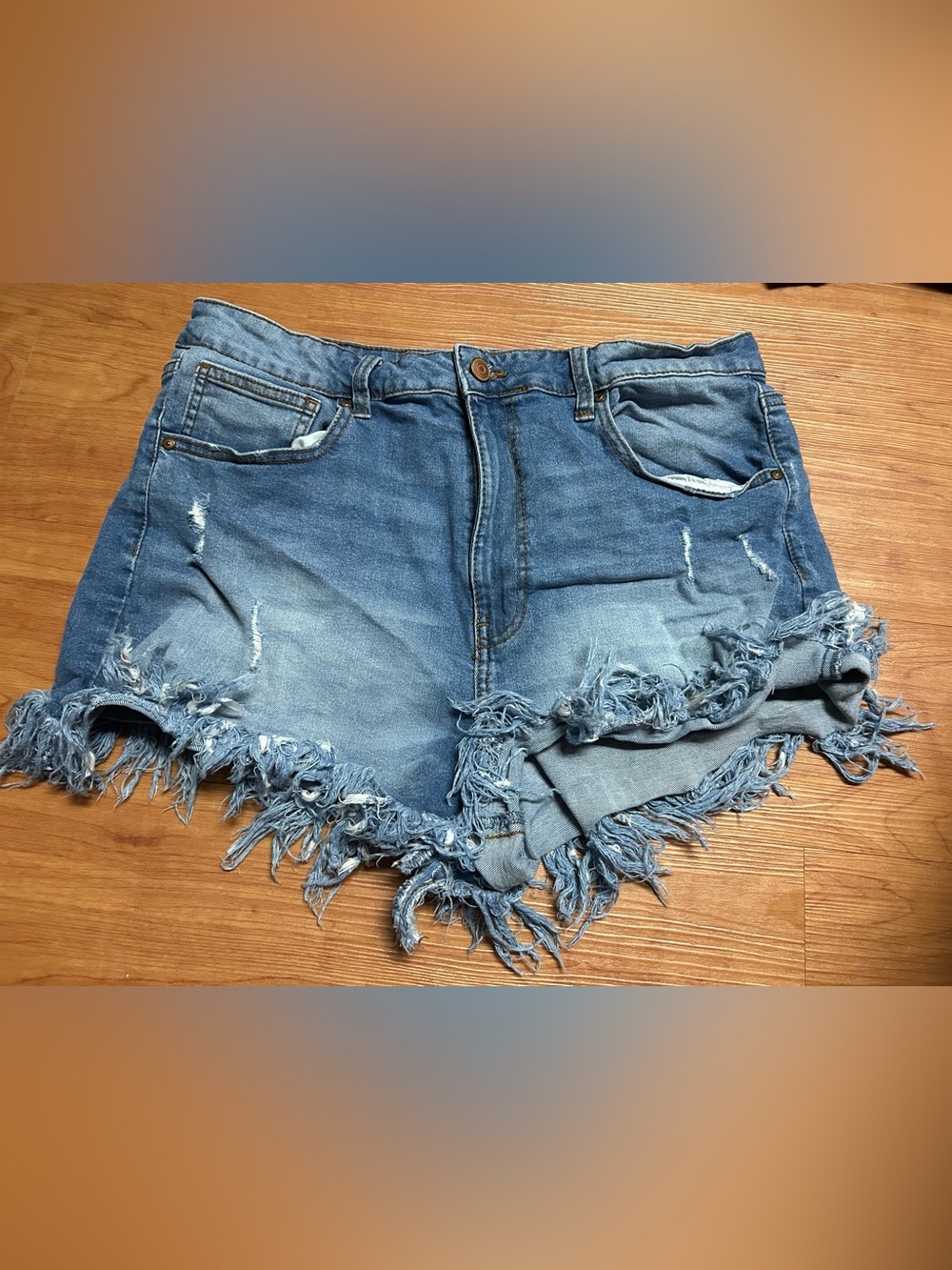 Women’s Juniors No Boundaries Frayed Denim Short Shorts Size 15